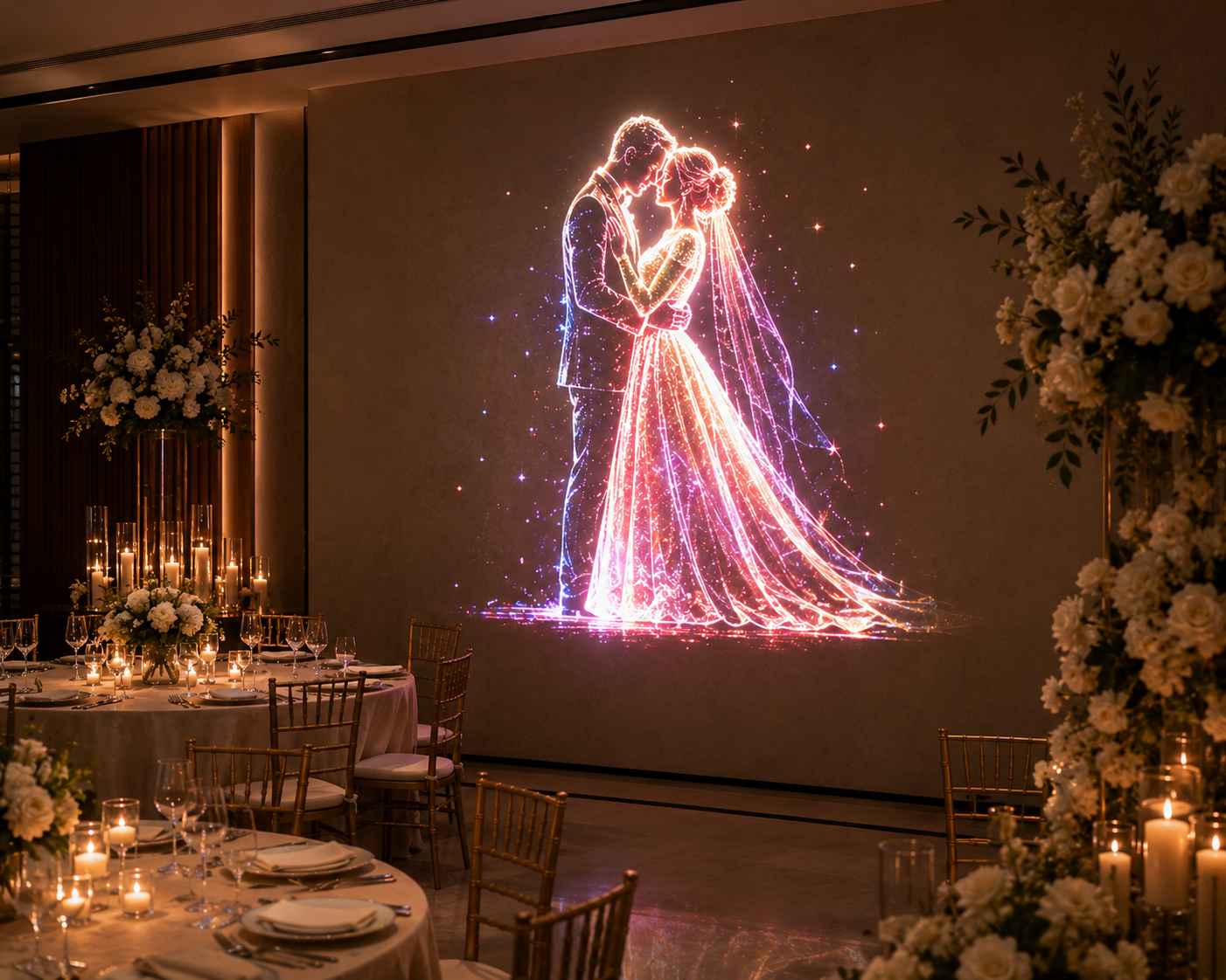 Air Vision hologram at a wedding venue